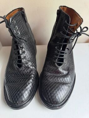 Calico Black Leather Ankle Boots